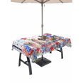 thumbnail image 1 of Outdoor Tablecloth with Umbrella Hole for Patio/Picnic/Party/Camping, Independence Day Waterproof Table Cloth Rectangle Table Cover Washable, Red Blue Floral Dogs 4th of July Plaid (60"x 84"), 1 of 8