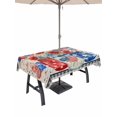 thumbnail image 1 of Outdoor Tablecloth with Umbrella Hole for Patio/Picnic/Party/Camping, Independence Day Waterproof Table Cloth Rectangle Table Cover Washable, Red Blue Poppies Floral 4th of July Beige (60"x 102"), 1 of 8