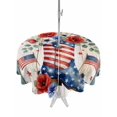 thumbnail image 1 of Outdoor Tablecloth with Umbrella Hole for Patio/Picnic/Party/Camping, Independence Day Waterproof Table Cloth Round Cover Washable, American Flag Boots Red Flowers Retro Wooden (Dia 54"), 1 of 9