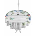 thumbnail image 1 of Outdoor Tablecloth with Umbrella Hole for Patio/Picnic/Party/Camping, Independence Day Waterproof Table Cloth Round Cover Washable, Eucalyptus Leaves Floral Wooden Plank (Dia 60"), 1 of 9