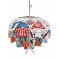 thumbnail image 1 of Outdoor Tablecloth with Umbrella Hole for Patio/Picnic/Party/Camping, Independence Day Waterproof Table Cloth Round Cover Washable, Gnomes American Flag Flowers Grey Wooden (Dia 54"), 1 of 9