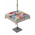 thumbnail image 1 of Outdoor Tablecloth with Umbrella Hole for Patio/Picnic/Party/Camping, Independence Day Wreath Waterproof Table Cloth Square Cover Washable, Spring Red Roused Linen (54"x 54"), 1 of 8