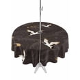 thumbnail image 1 of Outdoor Tablecloth with Umbrella Hole for Patio/Picnic/Party/Camping, Japanese Style Waterproof Table Cloth Round Cover Washable, Vintage Cranes Ocean Wave Black Grey (Dia 54"), 1 of 8