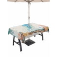 thumbnail image 1 of Outdoor Tablecloth with Umbrella Hole for Patio/Picnic/Party/Camping, Jellyfish Coastal Waterproof Table Cloth Rectangle Table Cover Washable, Summer Nautical Starfish Coral Beige (52"x 70"), 1 of 8