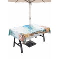 thumbnail image 1 of Outdoor Tablecloth with Umbrella Hole for Patio/Picnic/Party/Camping, Jellyfish Coastal Waterproof Table Cloth Rectangle Table Cover Washable, Summer Nautical Starfish Coral Ocean (52"x 70"), 1 of 8