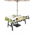 thumbnail image 1 of Outdoor Tablecloth with Umbrella Hole for Patio/Picnic/Party/Camping, Lemon Gnomes Waterproof Table Cloth Rectangle Table Cover Washable, Summer Botanical Yellow Fruit Black Lattice (60"x 120"), 1 of 8