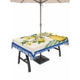 thumbnail image 1 of Outdoor Tablecloth with Umbrella Hole for Patio/Picnic/Party/Camping, Lemon Vase Summer Waterproof Table Cloth Rectangle Table Cover Washable, Fruits Green Striped Blue Lave (54"x 80"), 1 of 8