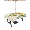 thumbnail image 1 of Outdoor Tablecloth with Umbrella Hole for Patio/Picnic/Party/Camping, Lemon Vase Summer Waterproof Table Cloth Rectangle Table Cover Washable, Spring Fruits Green Striped (60"x 84"), 1 of 8