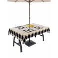 thumbnail image 1 of Outdoor Tablecloth with Umbrella Hole for Patio/Picnic/Party/Camping, Lemon Waterproof Table Cloth Rectangle Table Cover Washable, Summer Botanical Black White Plaid Pastoral Wooden (60"x 120"), 1 of 8