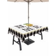 thumbnail image 1 of Outdoor Tablecloth with Umbrella Hole for Patio/Picnic/Party/Camping, Lemon Waterproof Table Cloth Rectangle Table Cover Washable, Summer Botanical Black White Plaid Pastoral (60"x 84"), 1 of 8