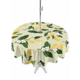 thumbnail image 1 of Outdoor Tablecloth with Umbrella Hole for Patio/Picnic/Party/Camping, Lemons Leaves Waterproof Table Cloth Round Cover Washable, Summer Fruits Floral Botanical Yellow (Dia 60"), 1 of 8