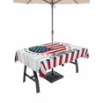 thumbnail image 1 of Outdoor Tablecloth with Umbrella Hole for Patio/Picnic/Party/Camping, Love Heart Independence Day Waterproof Table Cloth Rectangle Table Cover Washable, 4th of July Stars Wooden (60"x 102"), 1 of 9