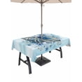 thumbnail image 1 of Outdoor Tablecloth with Umbrella Hole for Patio/Picnic/Party/Camping, Marine Conch Waterproof Table Cloth Rectangle Table Cover Washable, Summer Underwater Coastal Ocean Watercolor Blue (60"x 102"), 1 of 8
