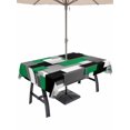 thumbnail image 1 of Outdoor Tablecloth with Umbrella Hole for Patio/Picnic/Party/Camping, Modern Green Grey Waterproof Table Cloth Rectangle Table Cover Washable, Abstract Geometric Color Blocks (60"x 102"), 1 of 8