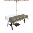 thumbnail image 1 of Outdoor Tablecloth with Umbrella Hole for Patio/Picnic/Party/Camping, Modern Grey Gold Waterproof Table Cloth Rectangle Table Cover Washable, Minimalist Geometric Yellow Striped (52"x 70"), 1 of 8