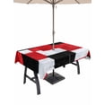 thumbnail image 1 of Outdoor Tablecloth with Umbrella Hole for Patio/Picnic/Party/Camping, Modern Patchwork Texture Waterproof Table Cloth Rectangle Table Cover Washable, Abstract Blocks Geometric Red Black (60"x 102"), 1 of 9