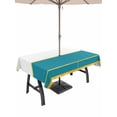 thumbnail image 1 of Outdoor Tablecloth with Umbrella Hole for Patio/Picnic/Party/Camping, Modern Teal Gold Waterproof Table Cloth Rectangle Table Cover Washable, Minimalist Geometric Yellow Striped (54"x 80"), 1 of 8