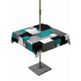 thumbnail image 1 of Outdoor Tablecloth with Umbrella Hole for Patio/Picnic/Party/Camping, Modern Turquoise Grey Waterproof Table Cloth Square Cover Washable, Abstract Geometric Color Blocks (60"x 60"), 1 of 8
