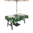 thumbnail image 1 of Outdoor Tablecloth with Umbrella Hole for Patio/Picnic/Party/Camping, Monstera Leaves Waterproof Table Cloth Rectangle Table Cover Washable, Summer Green Tropical Plants Leaf Beige (60"x 120"), 1 of 8