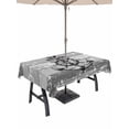 thumbnail image 1 of Outdoor Tablecloth with Umbrella Hole for Patio/Picnic/Party/Camping, Nautical Anchor Waterproof Table Cloth Rectangle Table Cover Washable, Rudder Stars Retro Black Grey Wooden Grain (60"x 84"), 1 of 8