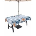 thumbnail image 1 of Outdoor Tablecloth with Umbrella Hole for Patio/Picnic/Party/Camping, Nautical Coastal Waterproof Table Cloth Rectangle Table Cover Washable, Ocean Starfish Shells Coral Conch Blue Plaid (54"x 80"), 1 of 8