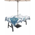 thumbnail image 1 of Outdoor Tablecloth with Umbrella Hole for Patio/Picnic/Party/Camping, Nautical Coastal Waterproof Table Cloth Rectangle Table Cover Washable, Summer Beach Shells Turtle Starfish Wood Blue (60"x 84"), 1 of 9