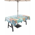 thumbnail image 1 of Outdoor Tablecloth with Umbrella Hole for Patio/Picnic/Party/Camping, Nautical Coastal Waterproof Table Cloth Rectangle Table Cover Washable, Summer Beach Shell Coral Seaweed Blue Plaid (60"x 84"), 1 of 8