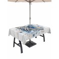 thumbnail image 1 of Outdoor Tablecloth with Umbrella Hole for Patio/Picnic/Party/Camping, Nautical Coastal Waterproof Table Cloth Rectangle Table Cover Washable, Summer Ocean Conch Flower Gray Wooden (60"x 120"), 1 of 8