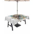 thumbnail image 1 of Outdoor Tablecloth with Umbrella Hole for Patio/Picnic/Party/Camping, Nautical Coastal Waterproof Table Cloth Rectangle Table Cover Washable, Summer Sea Starfish Conch Vintage Wooden Gray (54"x 80"), 1 of 8