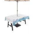 thumbnail image 1 of Outdoor Tablecloth with Umbrella Hole for Patio/Picnic/Party/Camping, Nautical Coastal Waterproof Table Cloth Rectangle Table Cover Washable, Summer Underwater Ocean Starfish Gray Stripes (60"x 120"), 1 of 8