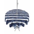 thumbnail image 1 of Outdoor Tablecloth with Umbrella Hole for Patio/Picnic/Party/Camping, Nautical Striped Waterproof Table Cloth Round Cover Washable, Summer Coastal Ocean Navy Blue White (Dia 60"), 1 of 8