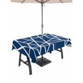 thumbnail image 1 of Outdoor Tablecloth with Umbrella Hole for Patio/Picnic/Party/Camping, Nave Blue Geometric Waterproof Table Cloth Rectangle Table Cover Washable, Abstract Stripes Modern Minimalist (60"x 84"), 1 of 8