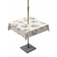 thumbnail image 1 of Outdoor Tablecloth with Umbrella Hole for Patio/Picnic/Party/Camping, Navy Beach Scallops Waterproof Table Cloth Square Cover Washable, Vintage Summer Coastal Leaves Pink (54"x 54"), 1 of 9
