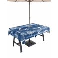 thumbnail image 1 of Outdoor Tablecloth with Umbrella Hole for Patio/Picnic/Party/Camping, Navy Blue Anchor Nautical Waterproof Table Cloth Rectangle Table Cover Washable, Coastal Rudder Beach (60"x 120"), 1 of 9