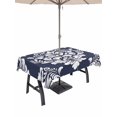 thumbnail image 1 of Outdoor Tablecloth with Umbrella Hole for Patio/Picnic/Party/Camping, Navy Blue Boho Waterproof Table Cloth Rectangle Table Cover Washable, Vintage Classic Bohemia Flower Textured (52"x 70"), 1 of 8