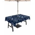 thumbnail image 1 of Outdoor Tablecloth with Umbrella Hole for Patio/Picnic/Party/Camping, Navy Blue Cartoon Space Waterproof Table Cloth Rectangle Table Cover Washable, Star Spacecraft Rocket Meteorite (60"x 120"), 1 of 8