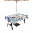 thumbnail image 1 of Outdoor Tablecloth with Umbrella Hole for Patio/Picnic/Party/Camping, Navy Blue Coastal Waterproof Table Cloth Rectangle Table Cover Washable, Shell Starfish Coral Vintage Summer Beach (60"x 102"), 1 of 9