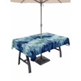 thumbnail image 1 of Outdoor Tablecloth with Umbrella Hole for Patio/Picnic/Party/Camping, Navy Blue Forest Waterproof Table Cloth Rectangle Table Cover Washable, Blue Ombre Trees Abstract Art (52"x 70"), 1 of 8