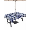 thumbnail image 1 of Outdoor Tablecloth with Umbrella Hole for Patio/Picnic/Party/Camping, Navy Blue Geometric Waterproof Table Cloth Rectangle Table Cover Washable, Vintage Abstract Art (54"x 80"), 1 of 8