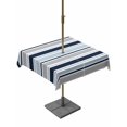 thumbnail image 1 of Outdoor Tablecloth with Umbrella Hole for Patio/Picnic/Party/Camping, Navy Blue Gray Striped Waterproof Table Cloth Square Cover Washable, Farmhouse Stripes Modern Abstract Art (54"x 54"), 1 of 8