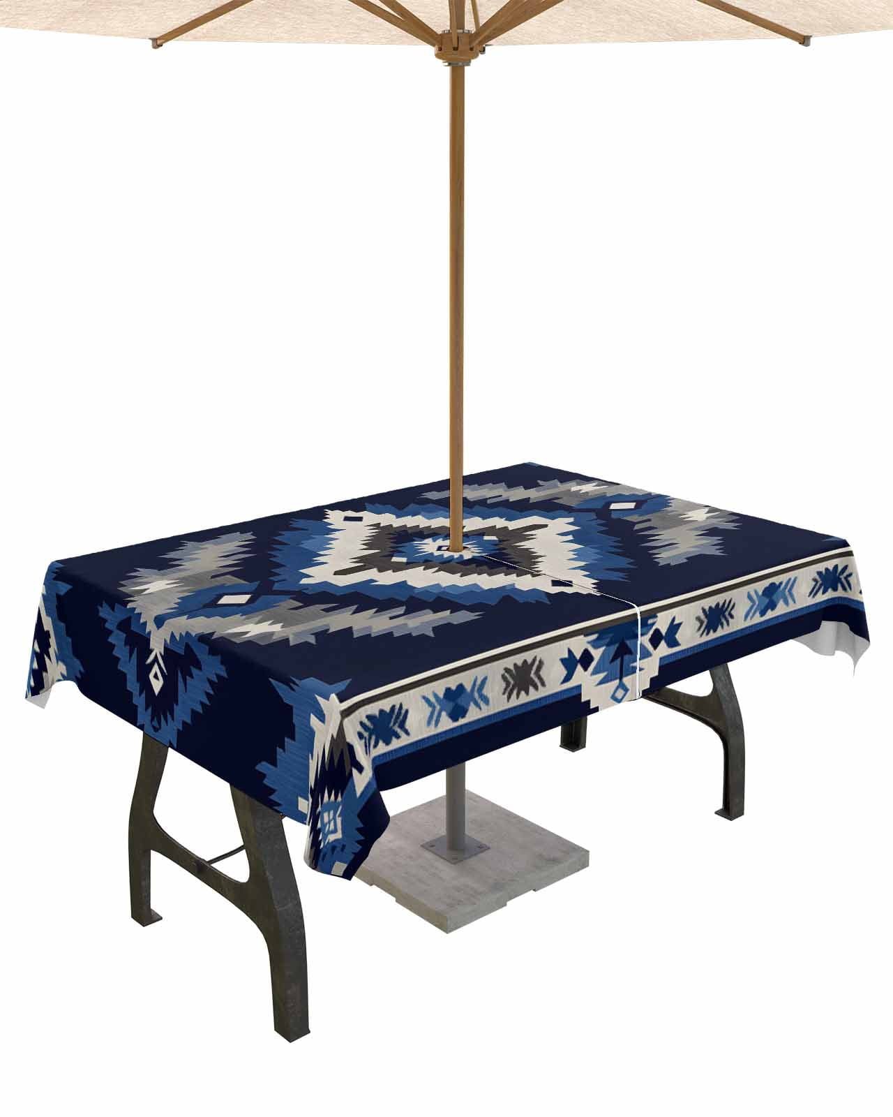 Outdoor Tablecloth with Umbrella Hole for Patio/Picnic/Party/Camping ...