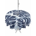 thumbnail image 1 of Outdoor Tablecloth with Umbrella Hole for Patio/Picnic/Party/Camping, Navy Blue Monstera Deliciosa Waterproof Table Cloth Round Cover Washable, Summer Botanical Tropical (Dia 54"), 1 of 9