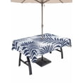 thumbnail image 1 of Outdoor Tablecloth with Umbrella Hole for Patio/Picnic/Party/Camping, Navy Blue Palm Leaves Waterproof Table Cloth Rectangle Table Cover Washable, Summer Botanical Tropical Plants (60"x 102"), 1 of 9