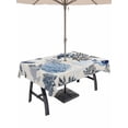 thumbnail image 1 of Outdoor Tablecloth with Umbrella Hole for Patio/Picnic/Party/Camping, Navy Blue Sea Turtle Coastal Waterproof Table Cloth Rectangle Table Cover Washable, Beach Black Coral Nautical Rustic (52"x 70"), 1 of 8