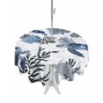 thumbnail image 1 of Outdoor Tablecloth with Umbrella Hole for Patio/Picnic/Party/Camping, Navy Blue Sea Turtle Coastal Waterproof Table Cloth Round Cover Washable, Summer Beach Black Coral Nautical (Dia 60"), 1 of 8