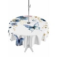 thumbnail image 1 of Outdoor Tablecloth with Umbrella Hole for Patio/Picnic/Party/Camping, Navy Blue Spring Floral Waterproof Table Cloth Round Cover Washable, Farmhouse Butterfly Watercolor (Dia 60"), 1 of 8