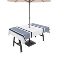 thumbnail image 1 of Outdoor Tablecloth with Umbrella Hole for Patio/Picnic/Party/Camping, Navy Blue Striped Waterproof Table Cloth Rectangle Table Cover Washable, Farmhouse Thin Vertical Stripes Modern (60"x 84"), 1 of 9
