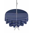 thumbnail image 1 of Outdoor Tablecloth with Umbrella Hole for Patio/Picnic/Party/Camping, Navy Blue Striped Waterproof Table Cloth Round Cover Washable, Vintage Stripes Ombre (Dia 60"), 1 of 8