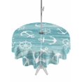thumbnail image 1 of Outdoor Tablecloth with Umbrella Hole for Patio/Picnic/Party/Camping, Ocean Anchors Rudder Waterproof Table Cloth Round Cover Washable, Nautical Coastal Simple Turquoise (Dia 54"), 1 of 9