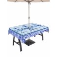 thumbnail image 1 of Outdoor Tablecloth with Umbrella Hole for Patio/Picnic/Party/Camping, Ocean Archor Waterproof Table Cloth Rectangle Table Cover Washable, Summer Rustic Nautical Coastal Beach Blue Stripes (60"x 84"), 1 of 8